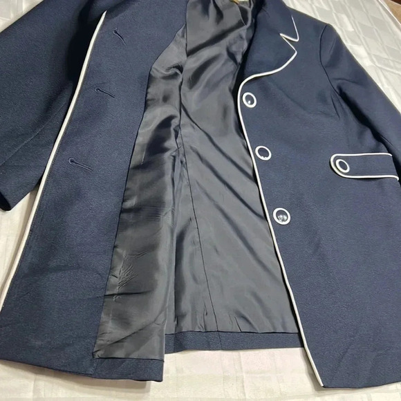 Le Suit blazer size 10,retro vibe,Y2K ,contrast piping,navy,coastal,office siren - Picture 8 of 11
